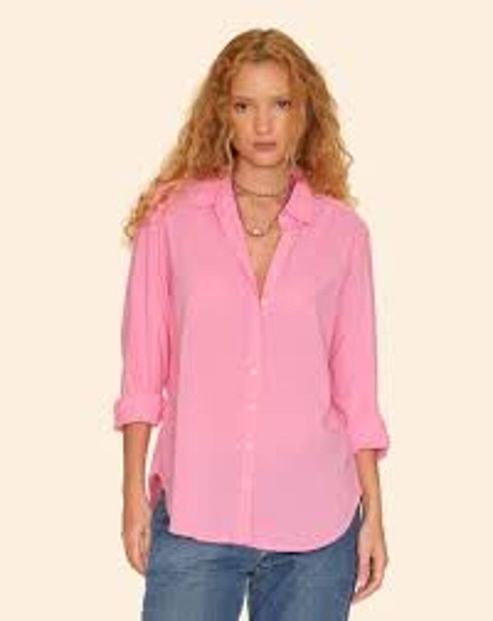 Xirena Beau Pink Button Up Shirt Long Sleeve Blouse Casual Lightweight Cotton M